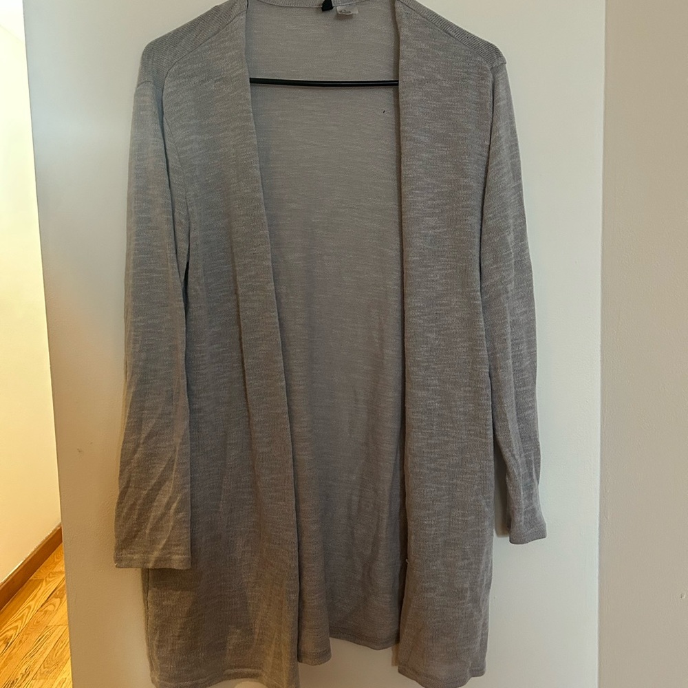Women's Gray Open-Front Sweater